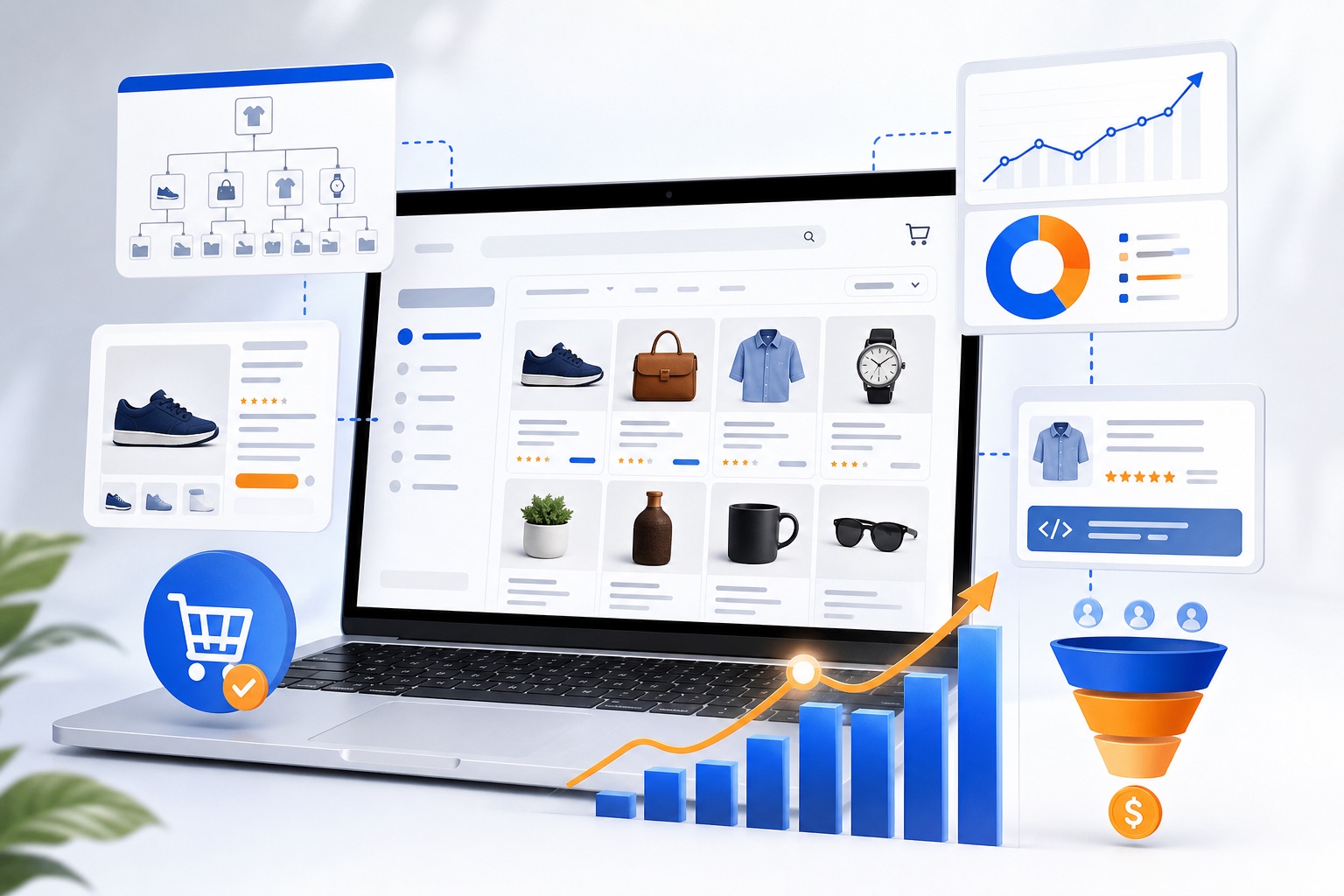 SEO ecommerce con categorías productos filtros y medición de ingresos orgánicos